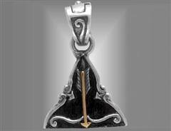 Sterling silver Sagittarius pendant with gold arrow                                                                                                                                                                                                       