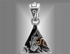 Silver Lion pendant with gold Leo symbol.                                                                                                                                                                                                                 