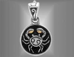 Sterling silver Cancer crab charm pendant                                                                                                                                                                                                                 
