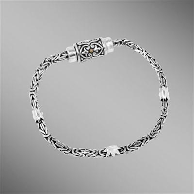 Sterling silver byzantine chain bracelet with magnetic clasp.                                                                                                                                                                                             