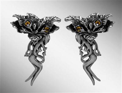 Mandrake women silver earrings with citrine                                                                                                                                                                                                               